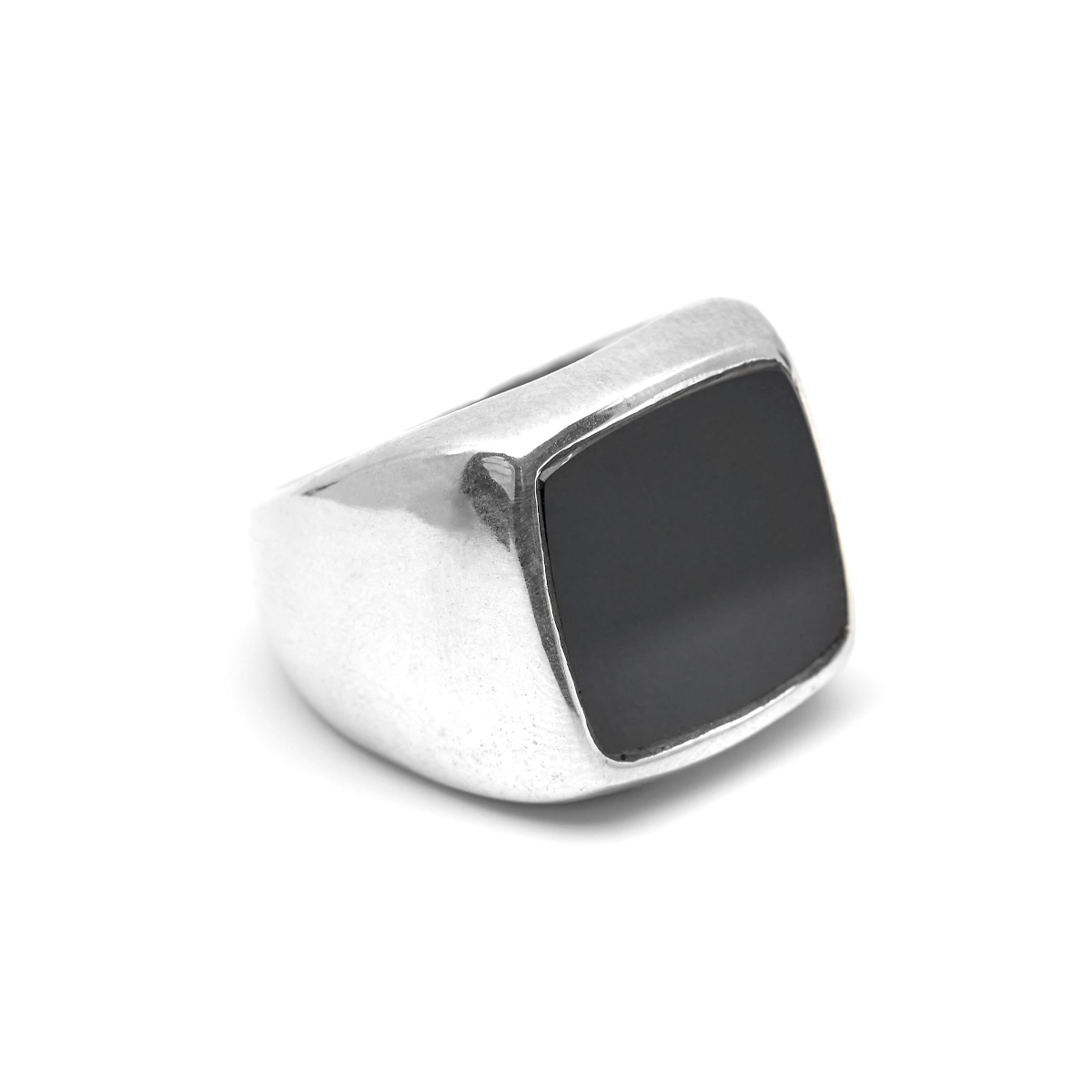 Bague onyx argent James chevalière